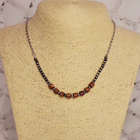 Choker Dark Turquoise Western Pearl Necklace - Picture 1 of 3